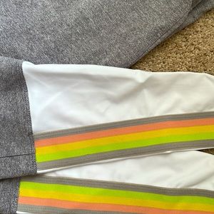 Onzie Olympian Rainbow Leggings Gray and White